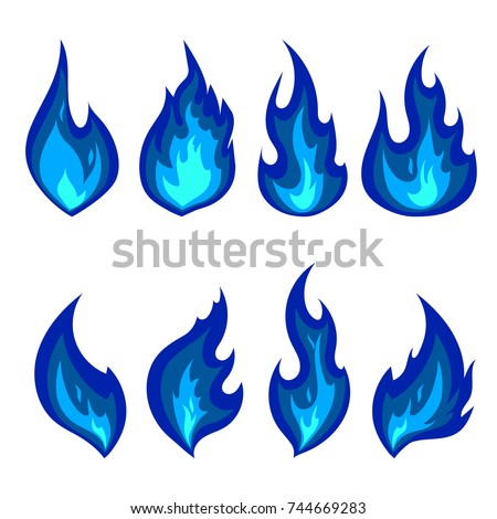 Blue Fire Set Stock Vector 36502543 - Shutterstock