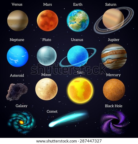 Glossy Planets Colorful Vector Set On Stock Vector 164734181 - Shutterstock