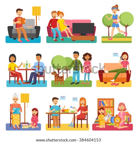 family members help each other Vector Concept Eco Save Water Vector Infographics Stock