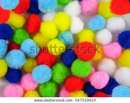 Closeup Colorful Pom Poms Texture Background Stock Photo 536388169 