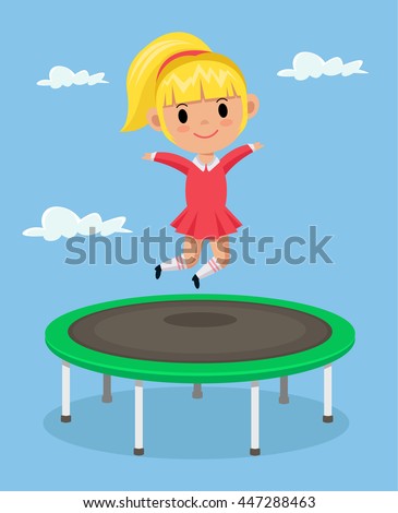 Little Girl Jumping On Trampoline Gym Stock Photo 55745809 - Shutterstock