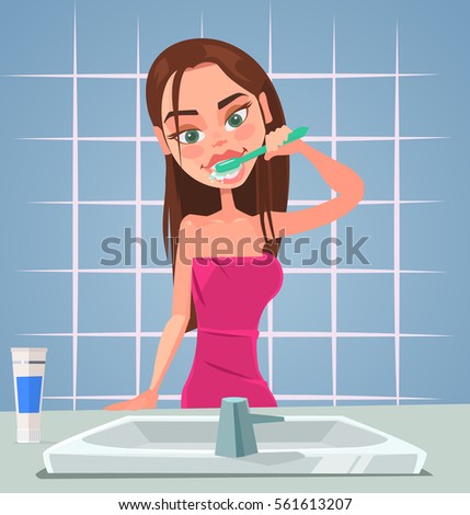 Vector Brushing Teeth Flat Illustration Stock Vector 269055743 ...