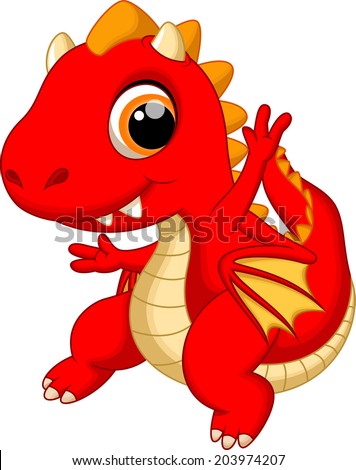 Illustration Cute Cartoon Baby Dragon Pointing Stock Vector 64084735 ...