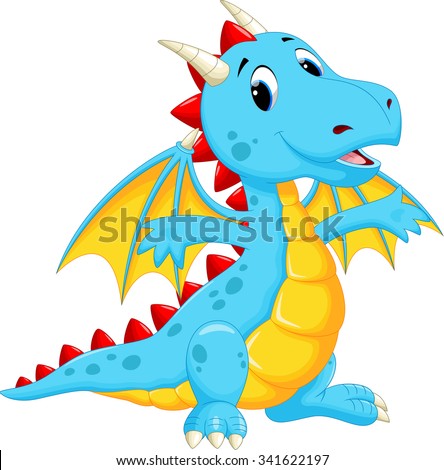 Cute Baby Dragon Flying Cartoon Stock Vector 203974198 - Shutterstock