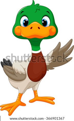 Cartoon Duck Presenting His Wing Stock Vector 74945254 - Shutterstock