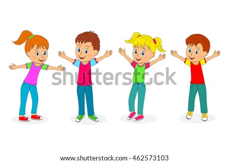 Kids Boys Girls Cartoon Characters Set Stock Illustration 235487212 ...