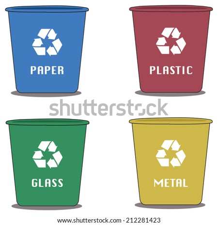 Recycling Icons Glass Bottle Paper Carton Stock Vector 256518913 ...