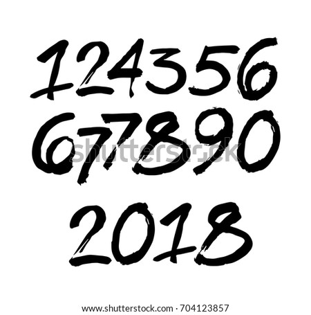 Golden Numbers 09 Hand Drawn Brush Stock Vector 336358529 - Shutterstock