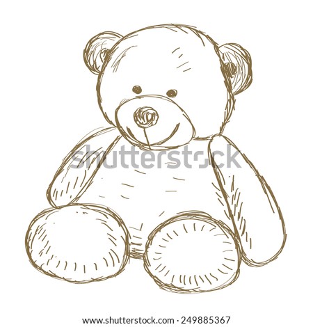 Hand Drawn Teddy Bear Doodle Illustration Stock Illustration 256324591