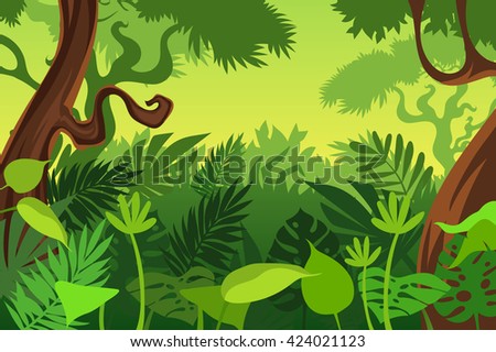 Wild Wood Jungle Vector Illustration Stock Vector 304019453 - Shutterstock