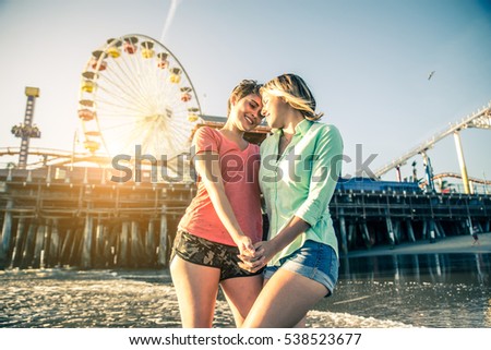 outdoors Lesbian teens