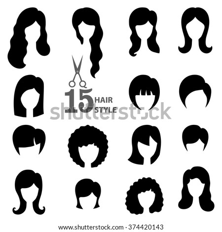 Vector Set Different Women  Fancy Haircuts  Stock Vector 