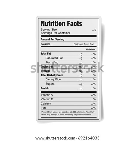 Nutrition Facts Label Fat Highlighted Vector Stock Vector 191417507 ...