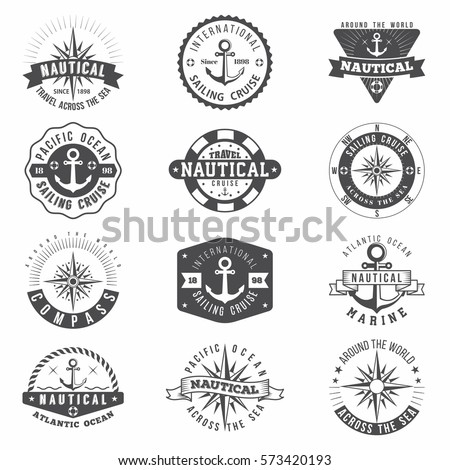 Vintage Nautical Labels Set Fully Editable Stock Vector 132852470 ...
