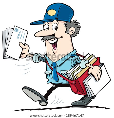 Cartoon Mailman Delivering Mail Isolated On Stock Vector 76042039 ...