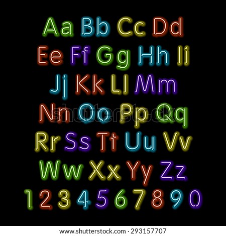 Letters Alphabet Made Neon Signs Series Stock #0: stock vector neon glow alphabet vector design party retro d art neon font Letters Alphabet Made Neon Signs Series Stock #0: stock vector neon glow alphabet vector design party retro d art neon font