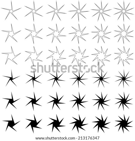 Asymmetric Curved Star Silhouette Collection Vector Stock Vector ...