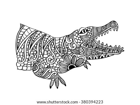 Download Zentangle Crocodile Coloring Pages Adults Children Stock ...