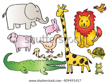 Vector Illustration Cartoon Animals Cute Doodle Stock Vector 79280674 ...