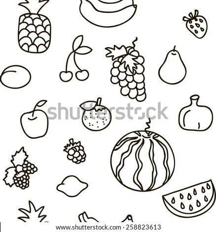 Fruit Basic Set Black White Each Stock Vector 75117568 - Shutterstock