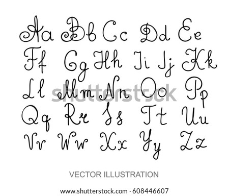 Hand Drawn English Alphabet Letters Vector Stock Vector 130222901 ...