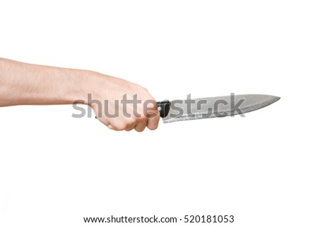 Hand On White Background Holding Knife Stock Photo 569306404 - Shutterstock