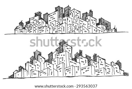  Cityscape Sketch Seamless Wallpaper Your Design Stock Vector 86091967 