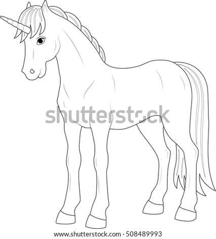 Fabulous Cute Unicorn Coloring Page Stock Vector 590257952  Shutterstock