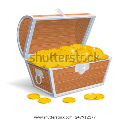 Treasure Chest Full Gold Jewels Cartoon Stock Vector 372687694