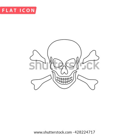 Skull Crossbones Outline Black Simple Vector Stock Vector 307084028 ...