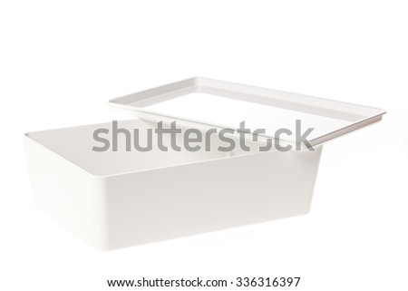 White Plastic Box Lid Emptyblink Container Stock Photo 336316397