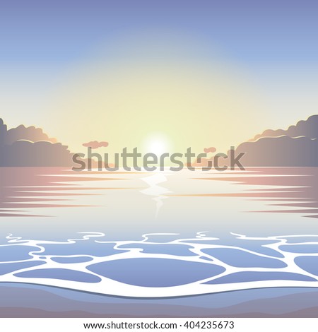 Summer Background Vector Illustration Evening Beach Stock Vector ...