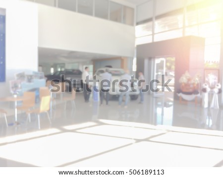 stock photo abstract blur showroom interior for background office car blurry sales blurred business shop new 506189113