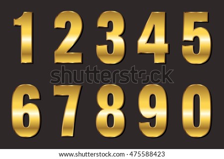 set metallic numbersvector golden numbers stock vector