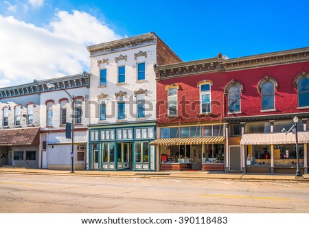 Downtown Main Street Business Storefronts Stock Photo 385937911 ...