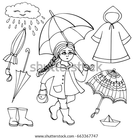Coloring Page Outline Cartoon Joyful Girl Stock Vector 332628332 ...