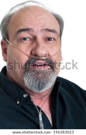 Mature Cowboy Breathing Disability Wearing Oxygen Stock 