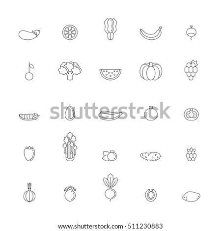 Fruits Vegetables Icons Stock Vector 146232566 - Shutterstock