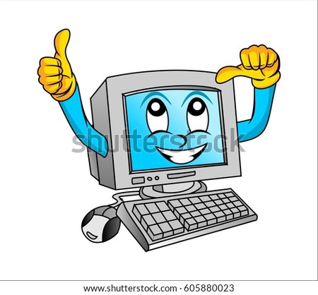 Cute Computer On White Background Vector Stock Vector 15117055 ...