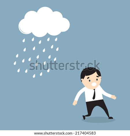 Grumpy Cartoon Character Standing Under Rainy Stock Vector 437770189 ...