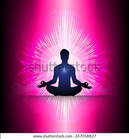 man meditation green light background yoga stock vector pink light meditation