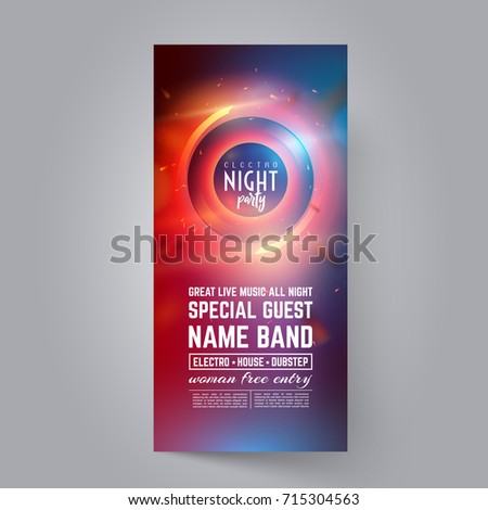 Summer Night Club Party Flyer Poster Stock Vector 