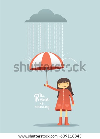 Cute Cartoon Kid Umbrella Standing Under Stock Vector 322793567 ...