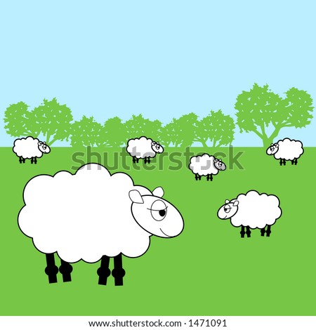 Illustration Sheep Eating Grass Stock Vector 52429324 - Shutterstock