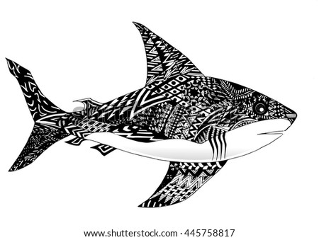 Shark Zentangle Stylized Vector Illustration Pattern Stock Vector ...