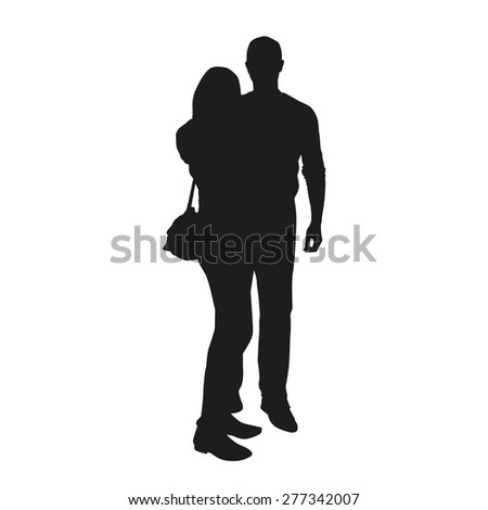 Embracing Couple Silhouette Cuddling Hugging Stock Vector 350228078 ...