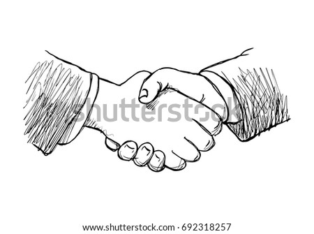 Drawing Shake Hands Vector Illustration Stock Vector