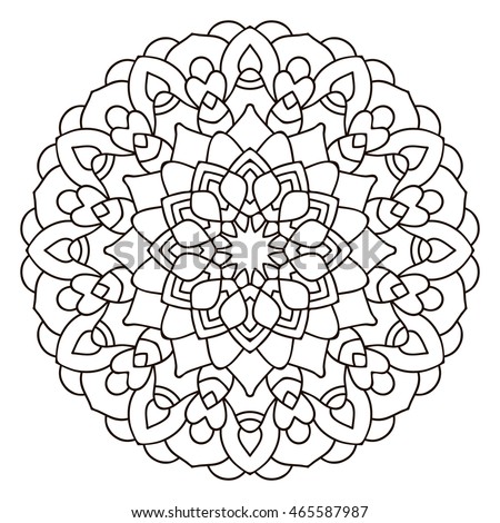 symmetrical circular pattern mandala coloring page stock