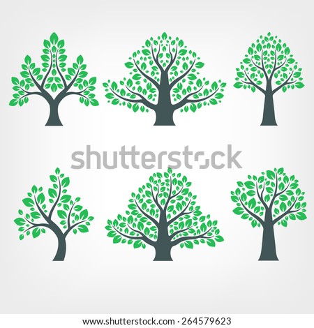 Collection Green Trees Vector Illustration Stock Vector 545156920