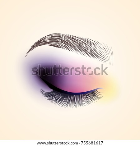 Long Eyelashes Eyebrows Eyes  Drawing  Make Stock Vector 